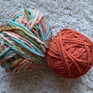 Bernat® BlanketTM Yarn – 2 Skeins (Sailor’s Delight & Orange)